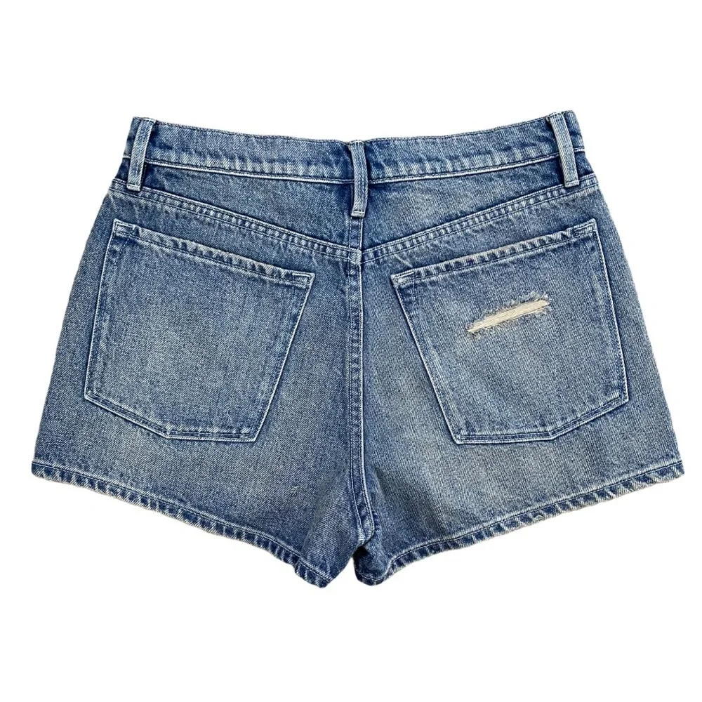 Juicy Couture Blue Denim Distressed Studded Shorts NWT Size 26